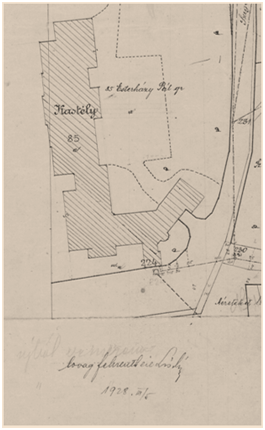 László Fehrentheil's signature on a detail of Szigliget's 1927 land survey map